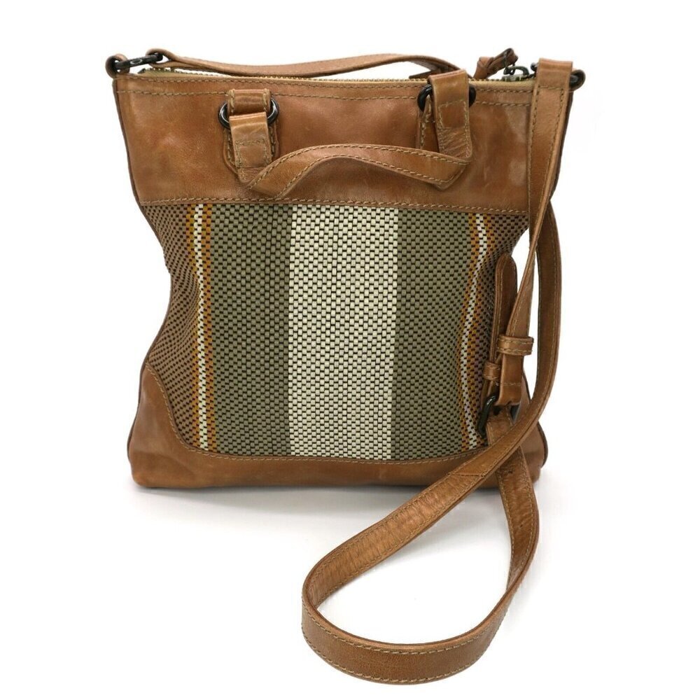 Frye Melissa Striped Crossbody Satchel Beige Multicolored Leather Purse - Picture 4 of 7